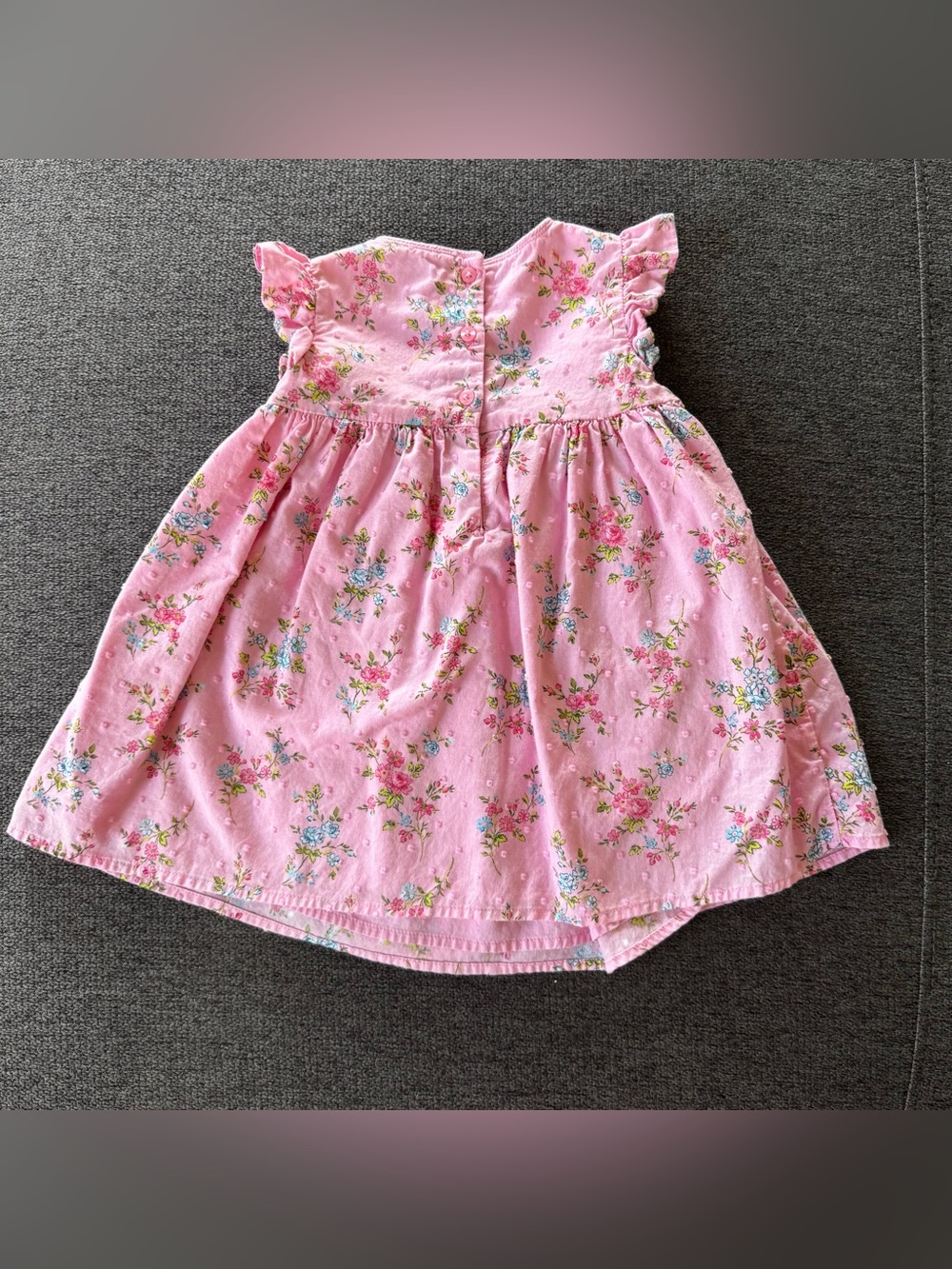 Janie and Jack Pink Floral Wrap Dress with Bow Cottagecore Baby Girl 12-18M - Picture 4 of 9